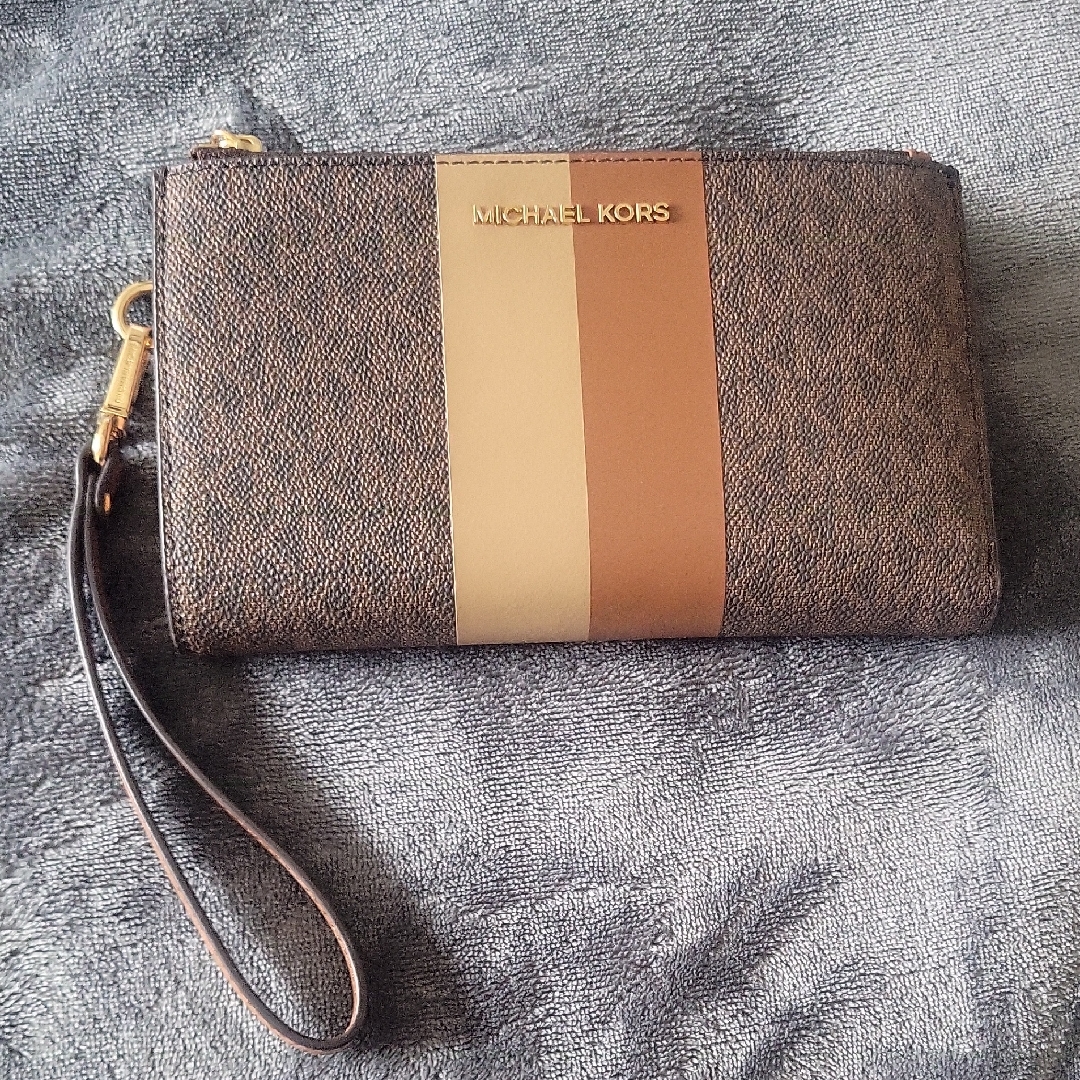 Michael Kors Brown And Gold Clutch